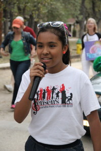 Jensen's Yamaha Student singing in the Castle Hills Fiesta Parade 2014